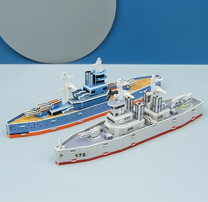 Warship 3d Jigsaw Puzzle Children's Educational Toy, Aircraft Carrier Assembly Military Combat Model, For Children Boys