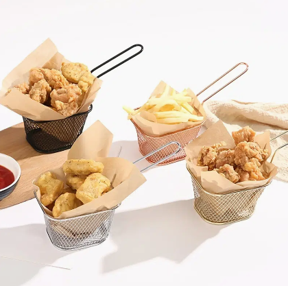 1pc Snack French Fries Basket, Gourmet Fried Basket, Mini Stainless Steel Snack Basket, Fried Chicken Nuggets Fried Basket