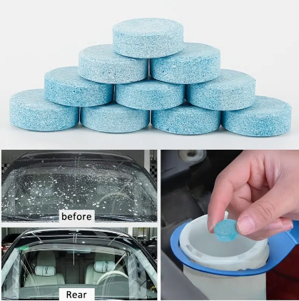 Solid Cleaner Car Windscreen Wiper Effervescent Tablets, Glass Toilet Cleaning Car Accessories
