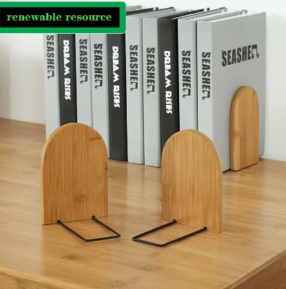 Bamboo Book Stand Desk Flapper Simple Log Texture Office School Book Folder Storage Desk Decor With Renewable Resources