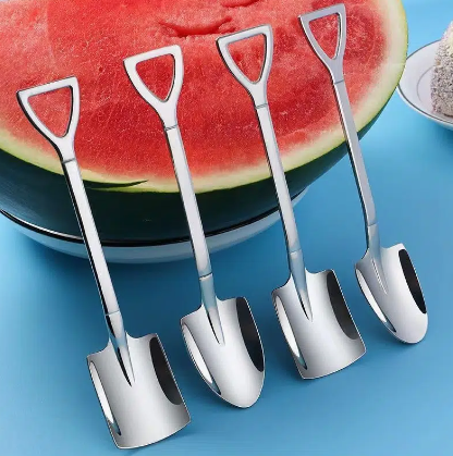 4pcs/10pcs Spoons, Stainless Steel Shovel Spoon, Home Kitchen Supplies