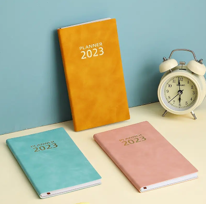 1pc 64 Sheets 2023 Time Management Schedule Book 365 Days A6 Daily Planner Notebook Leather Laptop Efficiency Manual
