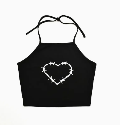 Women's Solid Color Heart Print Sleeveless Tank Tops, Sexy Lace Up Camis, Women's Clothing