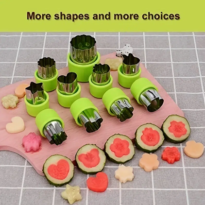 5/9/12pcs Fruit Vegetable Cookie Cutters Shapes Sets, Stainless Steel Food Mini Pie Cookie Stamps Mold For Kids Baking, Bento Box And Decorating Tools