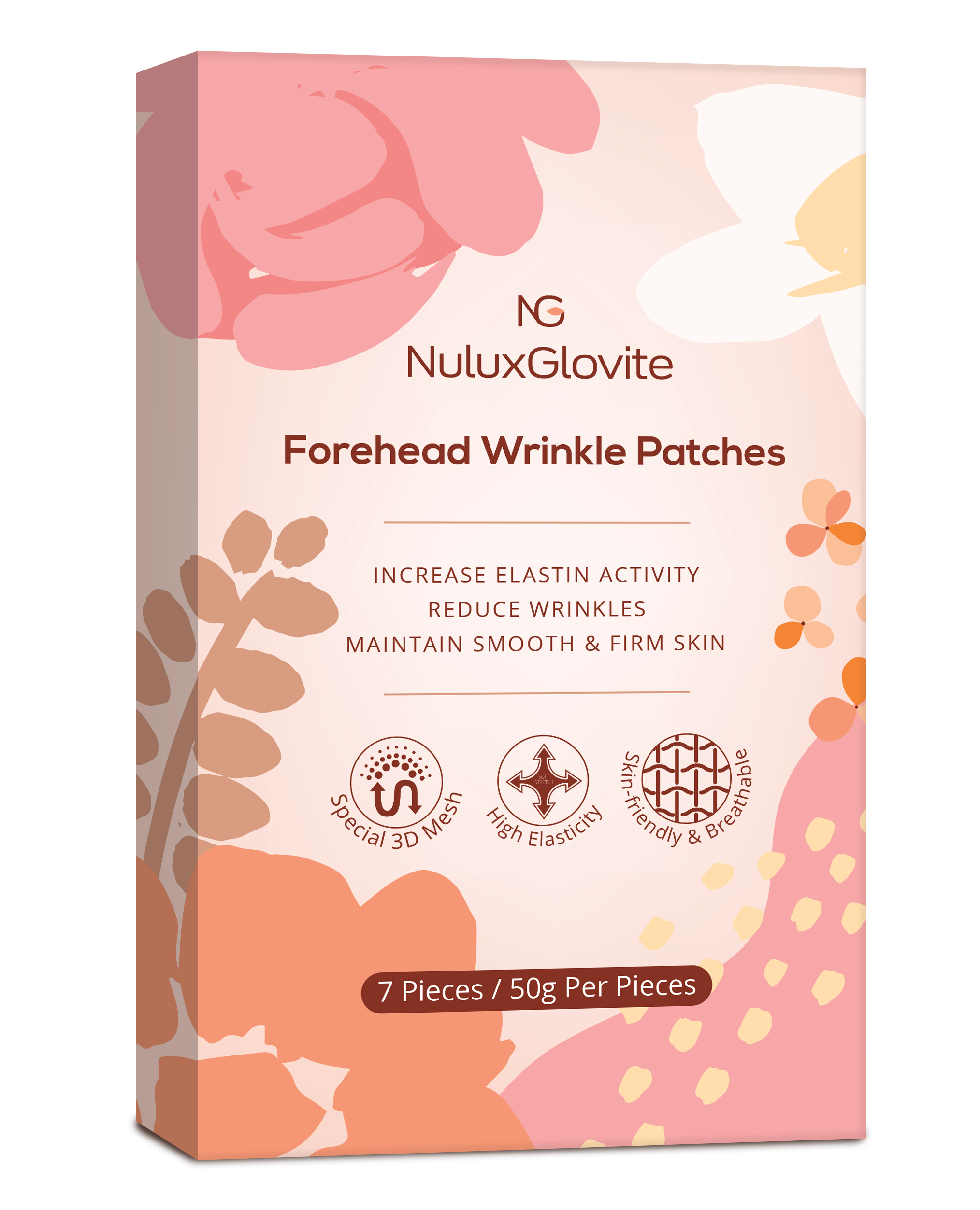 Nuluxglovite Forehead Wrinkle Patches, 7 Packs Forehead and Between Eyes Wrinkle Patches, Anti Wrinkle Patches with Hydrolyzed Collagen, Natural Ingredients Wrinkle Smoothers for Forehead Wrinkles