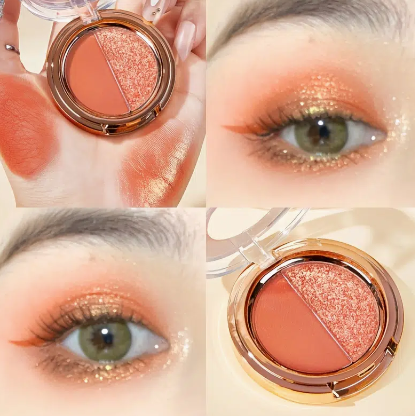 Kiss Beauty Two Color Eye Shadow Glittering Three-dimensional Delicate Color Rendering Matte Pearl Light Large Ground Color Makeup
