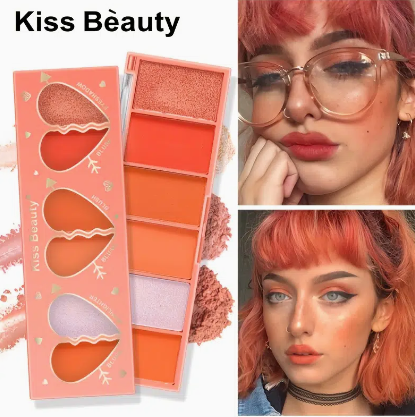 Kiss Beauty Emotional Blush Disc White Orange Nude Makeup Highlight Eye Shadow Six Color Rouge