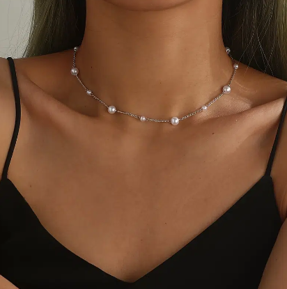 Imitation Pearl Chain Necklace Delicate Jewelry Party Decor For Women Girls Gift