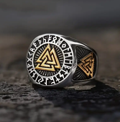 Vintage Fashion Viking Triangle Odin Nordic Ring For Men Jewelry