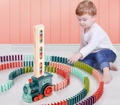 Dominoes Fun Automatic Delivery Electric Train Educational Children's Toy