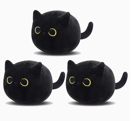 Plush Black Cat Stuffed Toy Creative Cat For Kids Birthday Gifts(5inch/12.7cm)