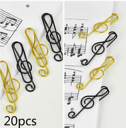 20pcs Musical Note Shaped Metal Paper Clip Bookmark Stationery School Office Supply