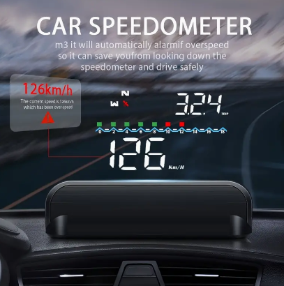 M19 GPS HUD Auto Speedometer Time Car Head Up Display, Car Driving Distance RPM Tips Car Electronic Accessories Fits All Cars