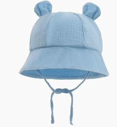 1pc Baby Cotton Pot Hat Baby New Rabbit Ears Fisherman Hat Solid Color Sun Hat