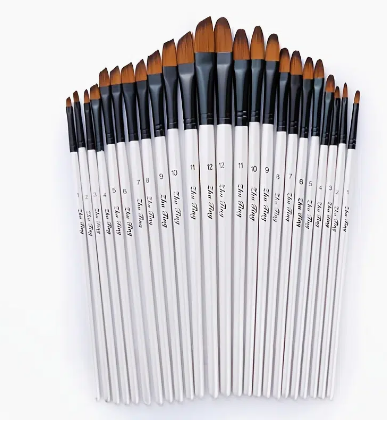 12 Pcs/set Nylon Hair Wooden Handle Watercolor Paint Brush Pen Set Learning DIY Oil Acrylic Painting Art Paint Brushes Supplies
