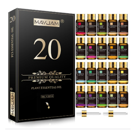 MAYJAM Premium Nature Essential Oil Gift Set, 20PCS x 5ML Essential Oils for Diffusers, Humidifiers, Housecleaner, Scents for Candle Making, Wax Melts, Soap Making, DIY, Perfume, Bath, Natural Aromatherapy Oils for Home, Clean, Spa, Christmas Gift
