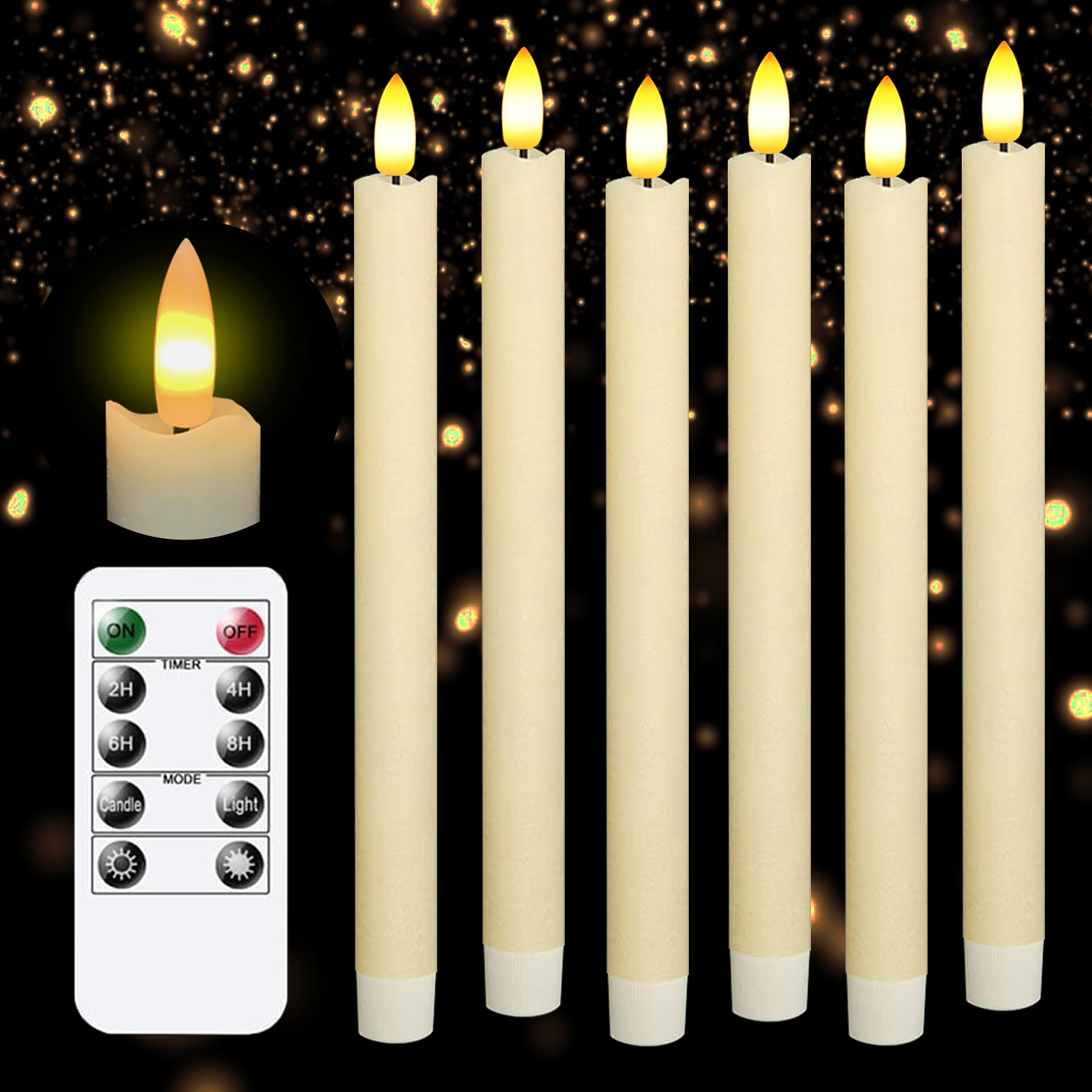 Nilecc Flameless lvory Taper Led Candles - 9.6" Battery Operated Candles, Real Wax Flameless Candles with Remote and Timer, 6 Pcs LED Candles Candlesticks for Home, Wedding, Party Decor…