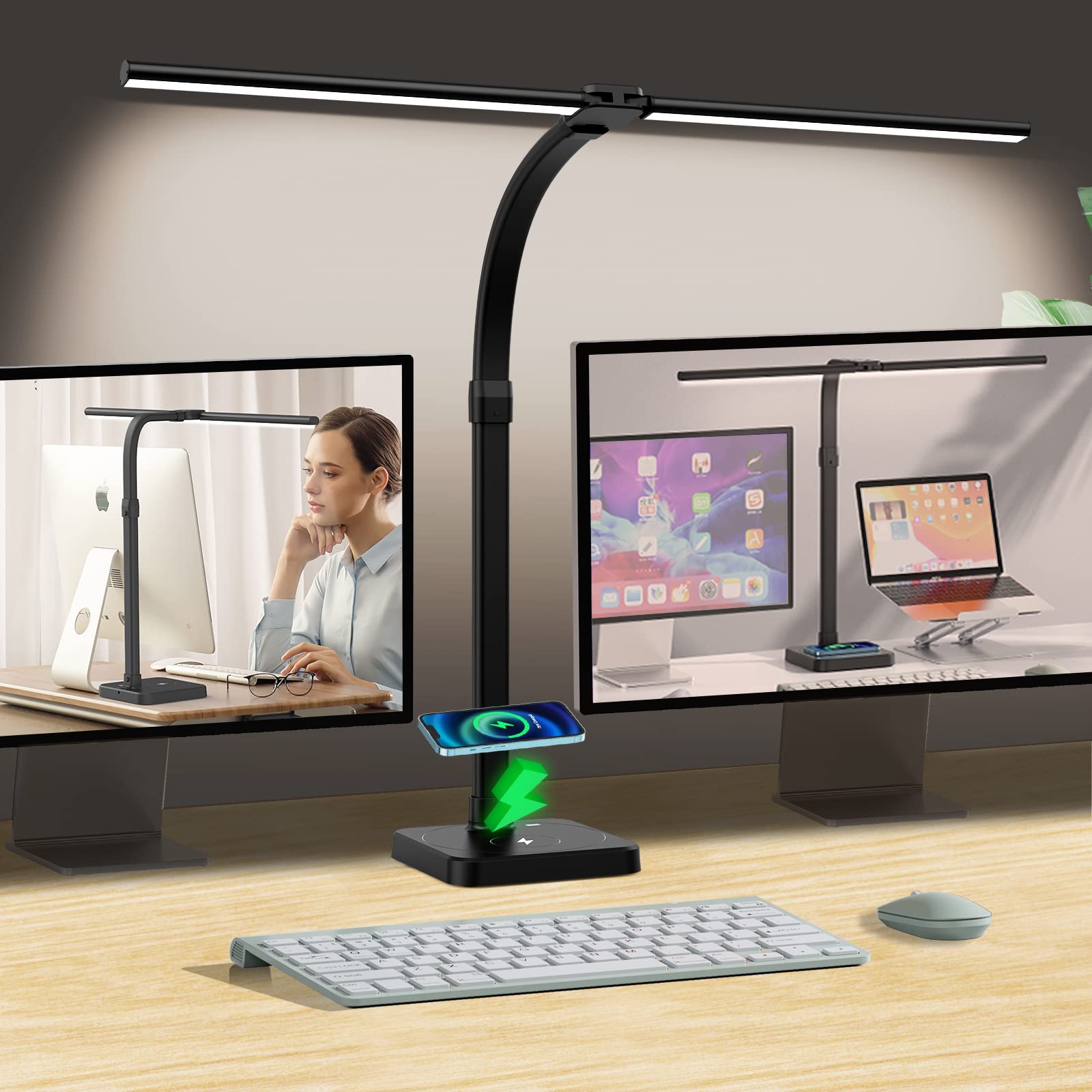 LED desk lamp, touch, office, bedside lamp with nightlight and charging capability / light for home and bedroom / white