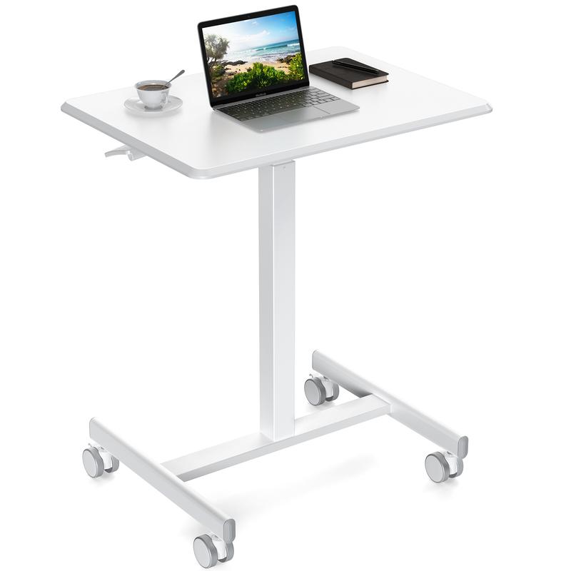 SweetFurniture Small Mobile Rolling Standing Desk-Overbed Table,Teacher Podium with Wheels,Adjustable Work Table,Rolling Desk Laptop Computer Cart for Home,Office,Classroom