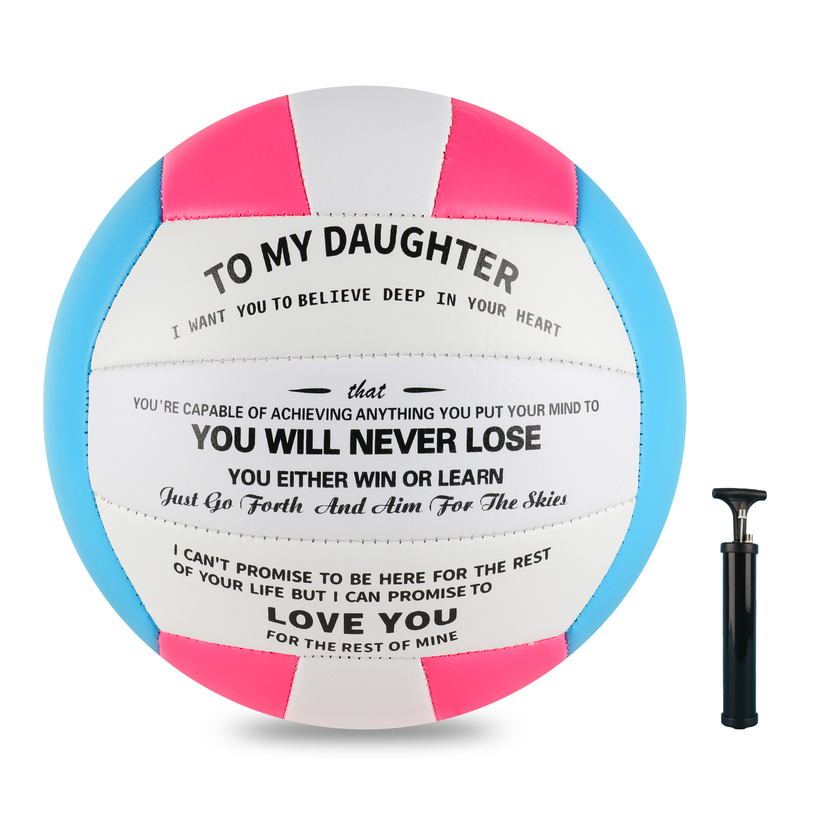 Volleyball Gift for Daughter Personalized Indoor Outdoor Sports Balls,Engraved Message Volleyballs Official Size 5 Birthday Presents from Mom Dad,with Pump