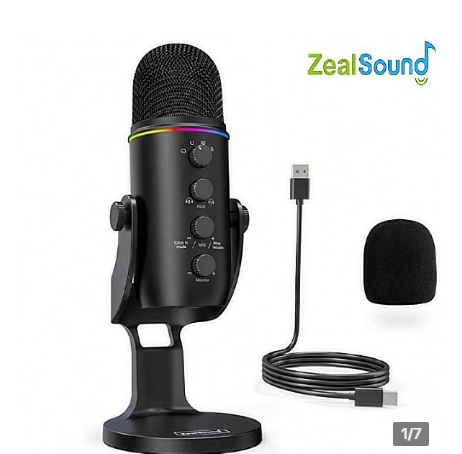 Zeal Sound USB Microphone,192kHz,3 Capsule,4 Pickup Patterns,RGB Computer Microphones with Mute/Volume Knob/Monitor/Noise Cancel,K66 Plus Condenser Mic for Gaming Podcasting YouTube Stream on Mac Audio Smartphone