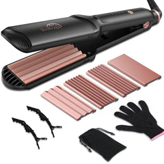 SixriverLady 4 In 1 Flat Crimping Iron Plates Ceramic Waver Hair Tool