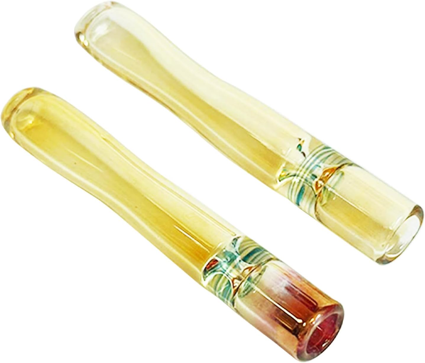 QUORGVES Gold And Silver Glass Cigarette Holder 2PS, Handmade Smoking Pipe Mouthpiece, Glass Pipe for Smoking, Tobacco Pipe, Fits Regular Size Cigarettes