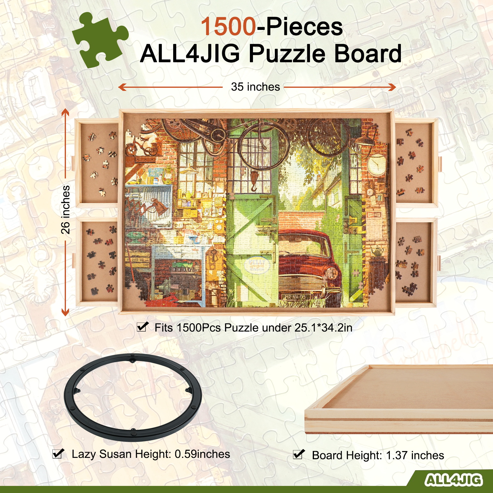ALL4JIG Rotating Wooden Puzzle Board