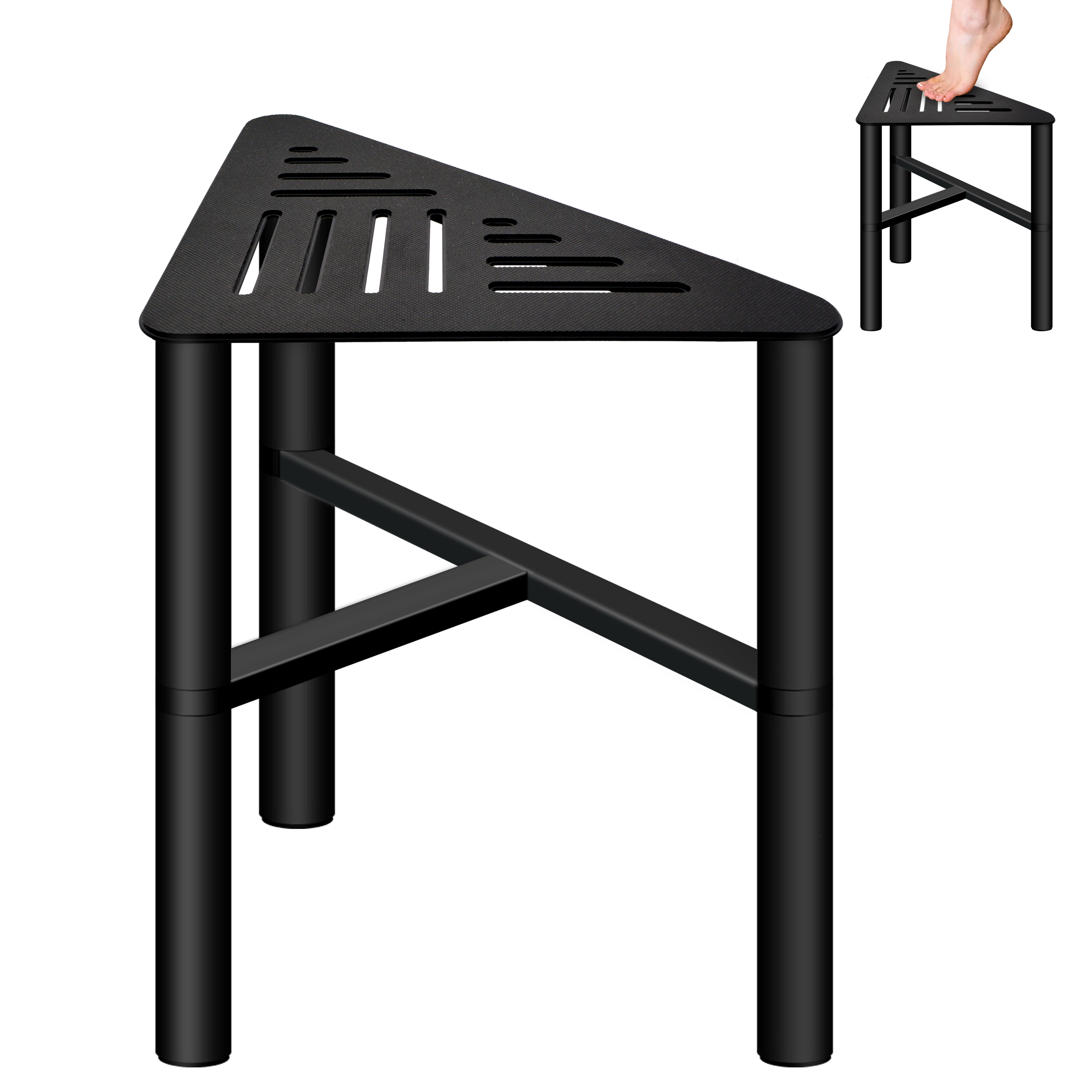 Metal Shower Stool - Black