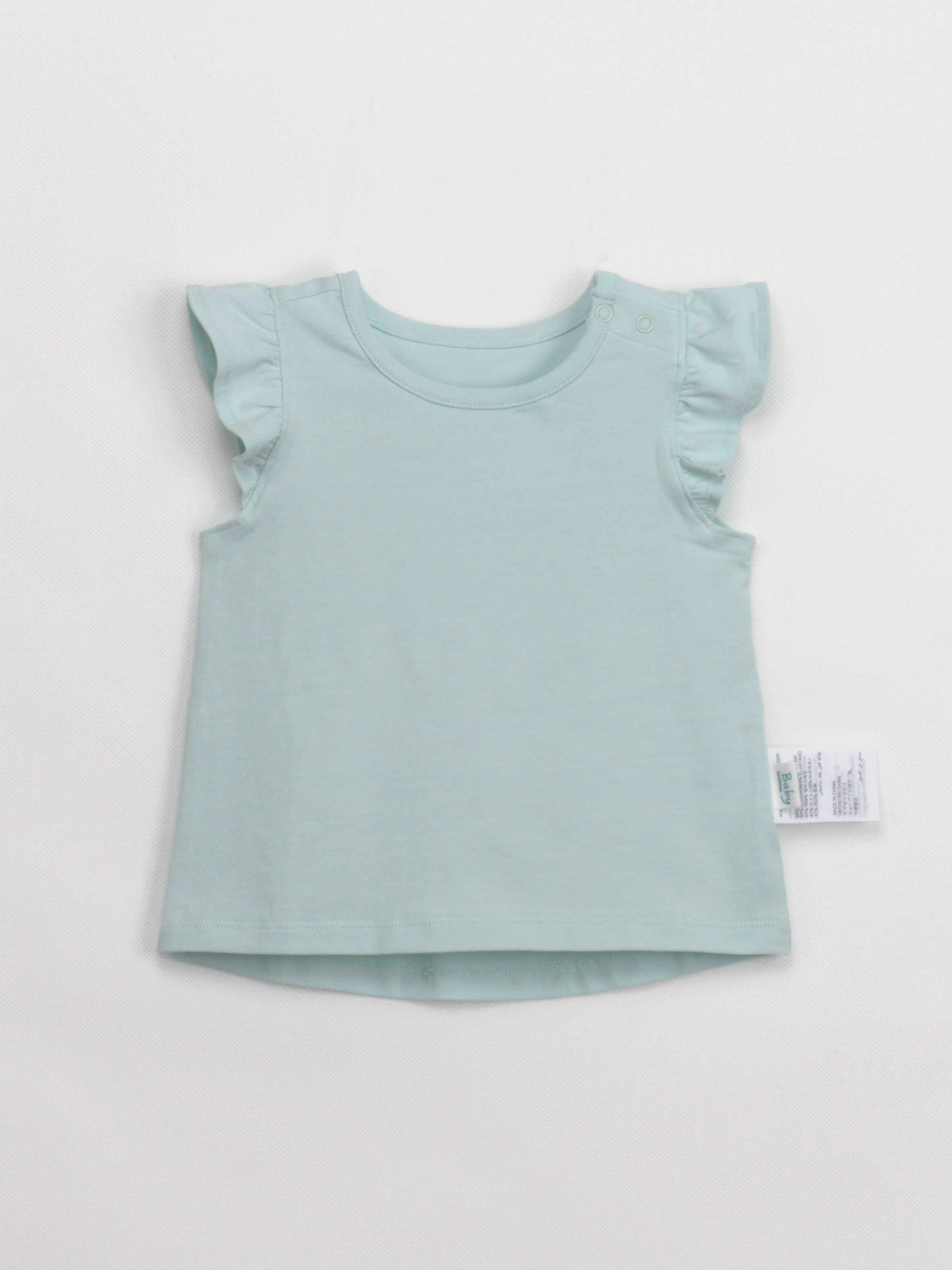 baby girl ruffle short sleeve tee natual dyed top healthy clothes senseng 0850