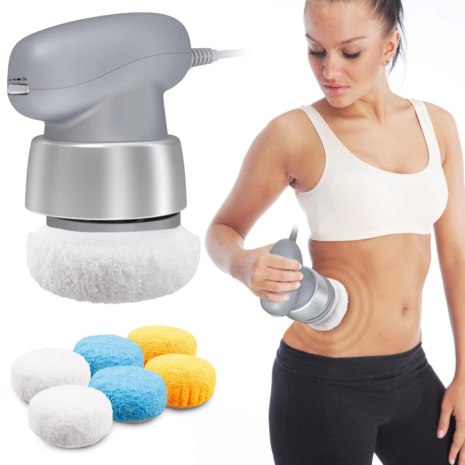 MARZTEC Cellulite Massager Body Sculpting Machine – Body Sculpting Massager with 6 Washable Pads, Adjustable Speeds – Electric Handheld Massager for Belly, Waist, Legs, Arms, Butt
