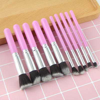 Travel Set Mini Makeup Brush Set of 10 Count (Pink Silver)